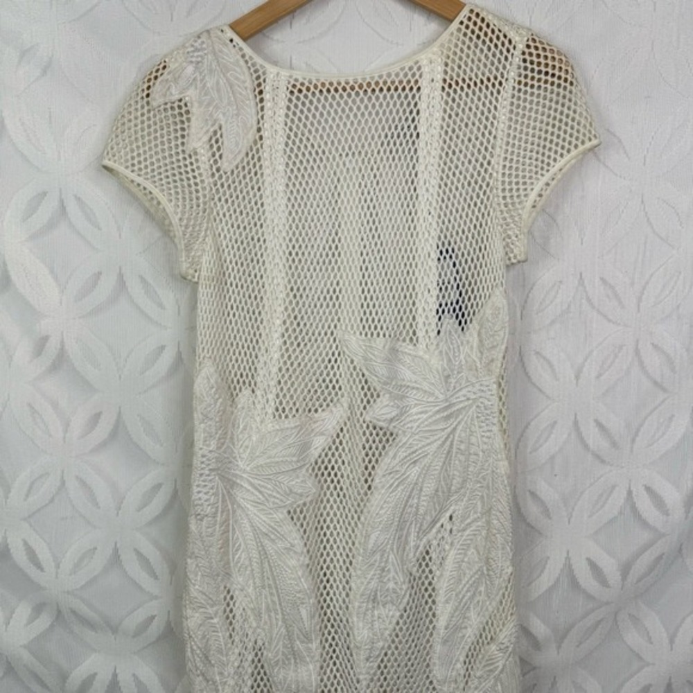 Rebecca Minkoff White Ivy Embroidered Zip Sheer Mesh Dress‎ Size 4 NWT $398 - Picture 4 of 8